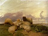 Sheep In Canterbury Water Meadows by Thomas Sidney Cooper